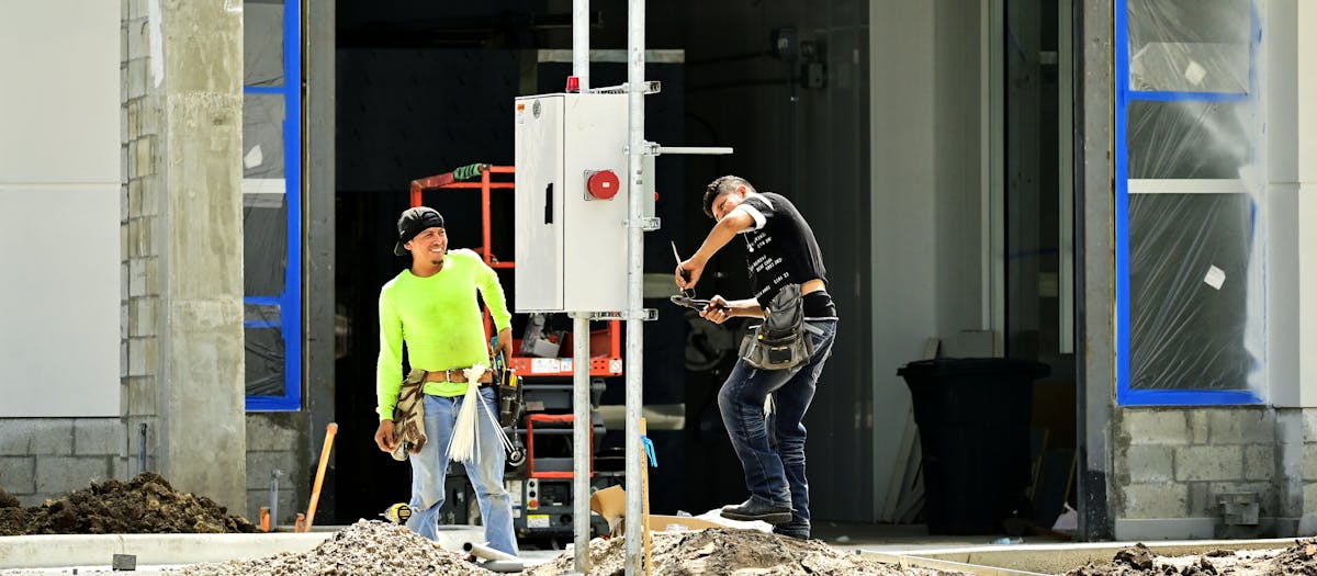 Construction dust extraction equipment on a building site
